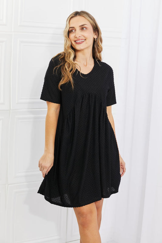 BOMBOM Another Day Swiss Dot Casual Dress in Black - Runway Regalia