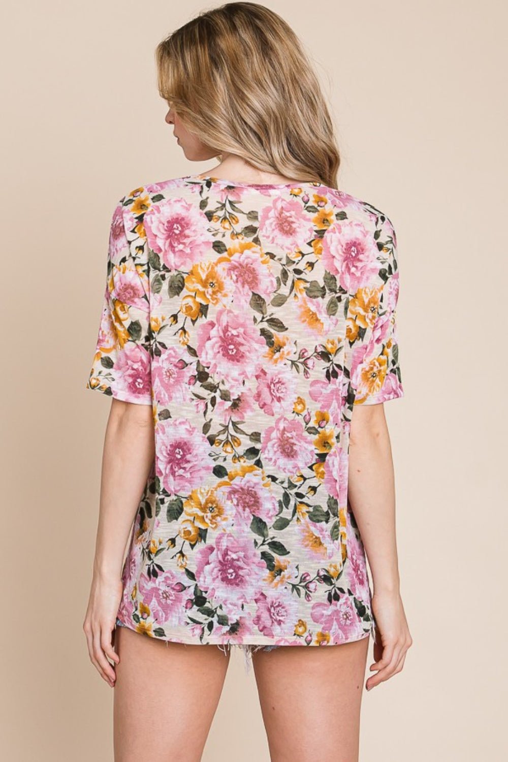 BOMBOM Floral Round Neck T-Shirt - Runway Regalia