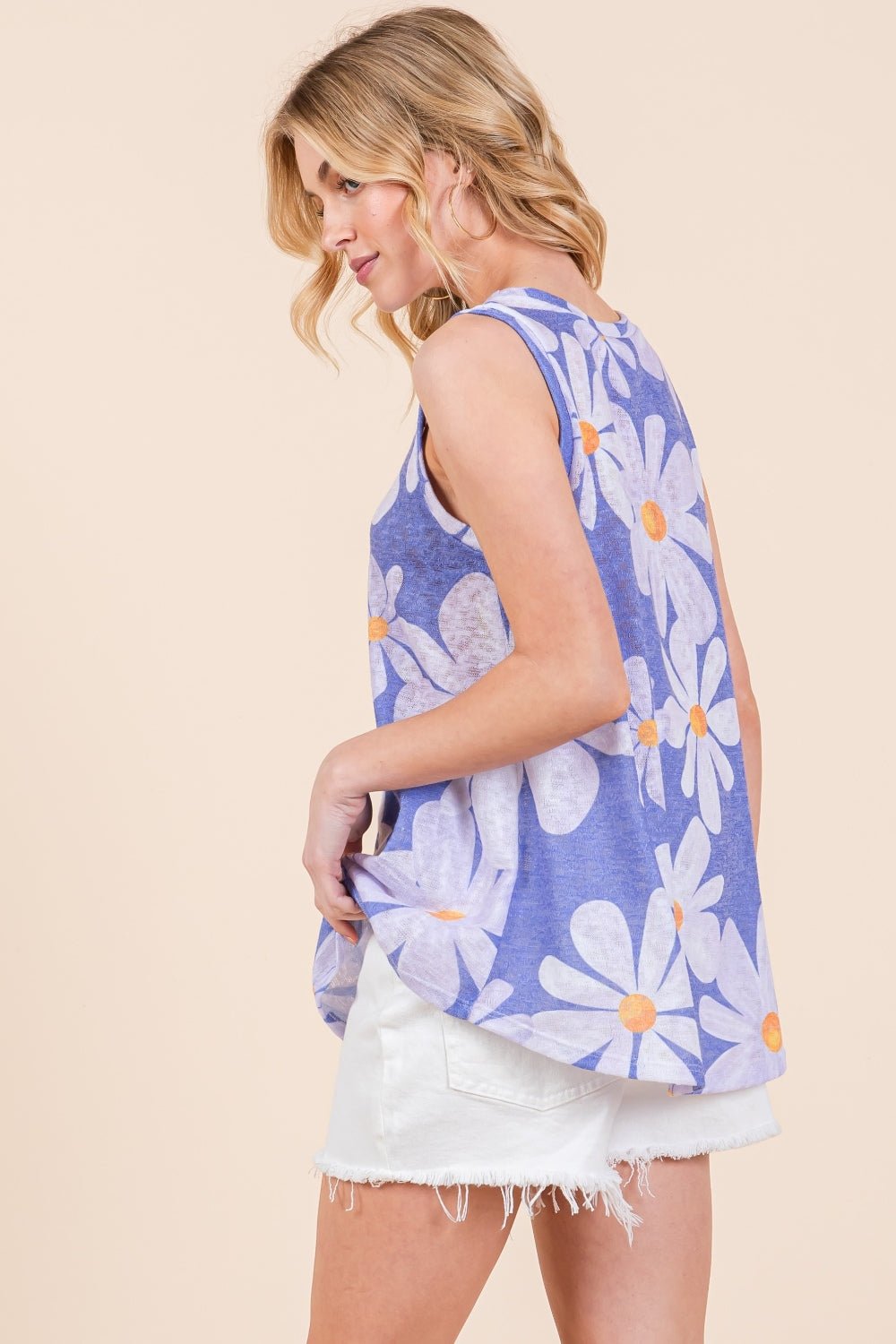 BOMBOM Floral Round Neck Tank - Runway Regalia