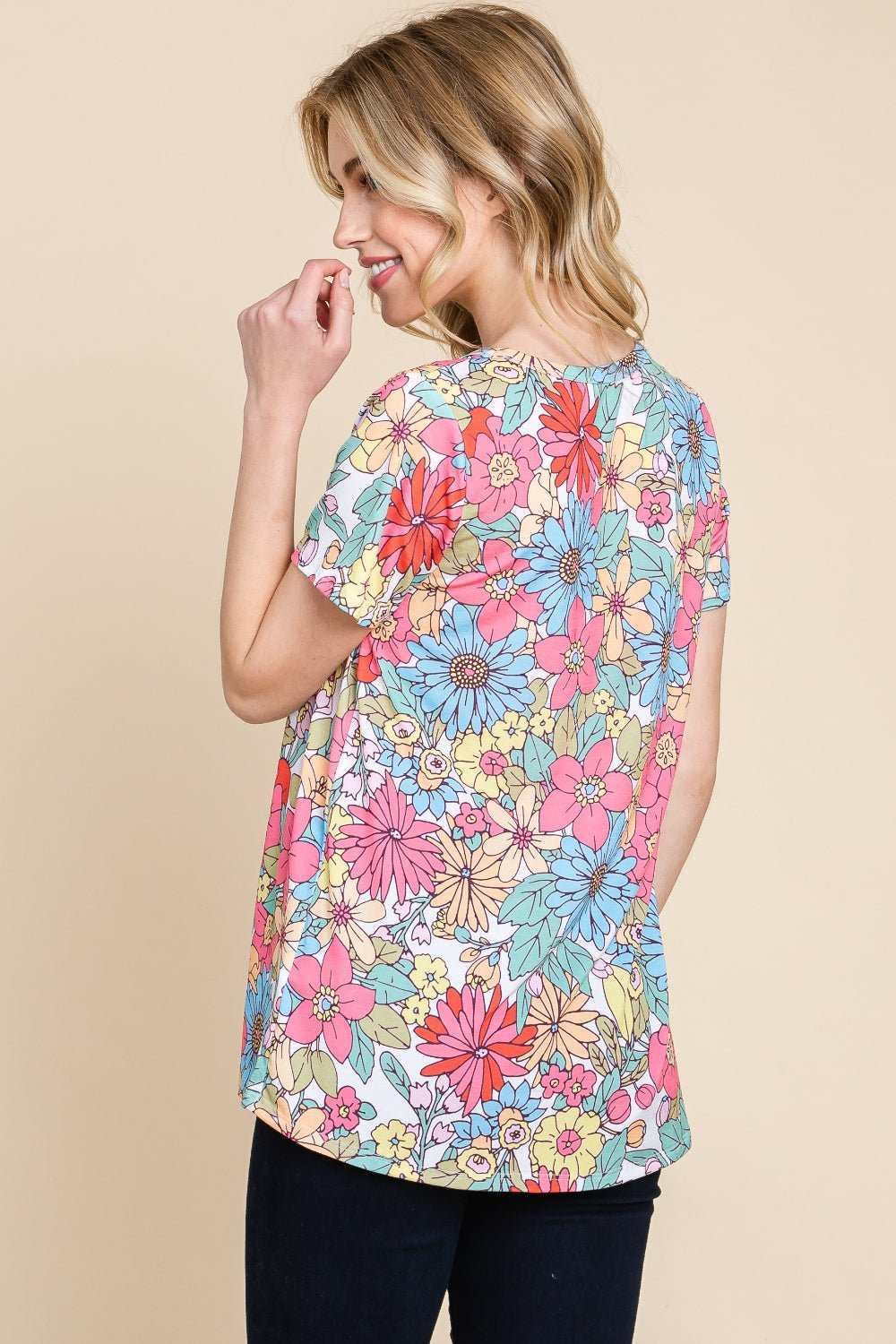 BOMBOM Floral Short Sleeve T-Shirt - Runway Regalia