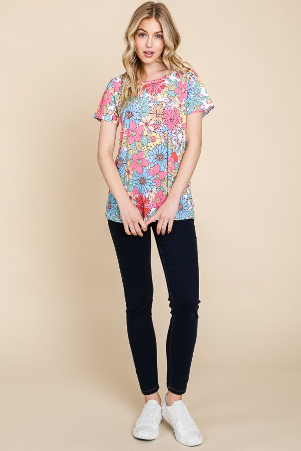 BOMBOM Floral Short Sleeve T-Shirt - Runway Regalia