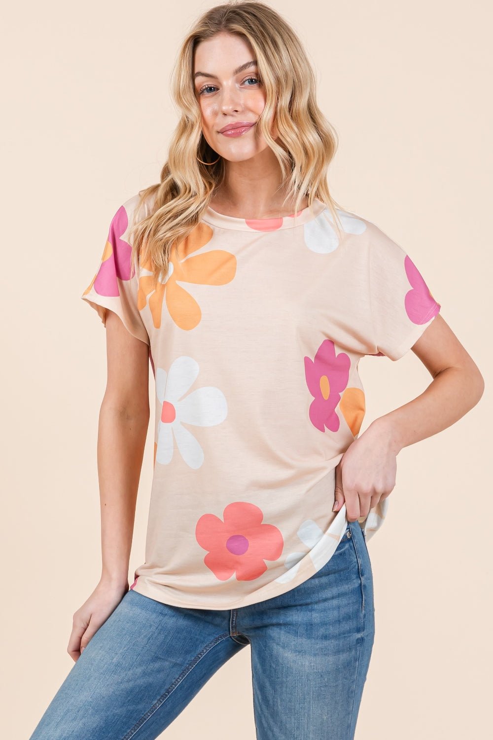 BOMBOM Floral Short Sleeve T-Shirt - Runway Regalia