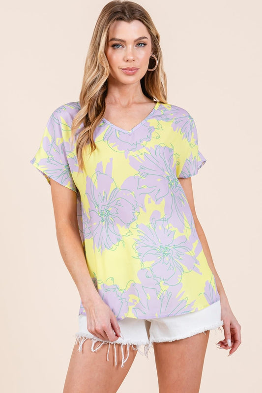 BOMBOM Floral Short Sleeve T-Shirt - Runway Regalia