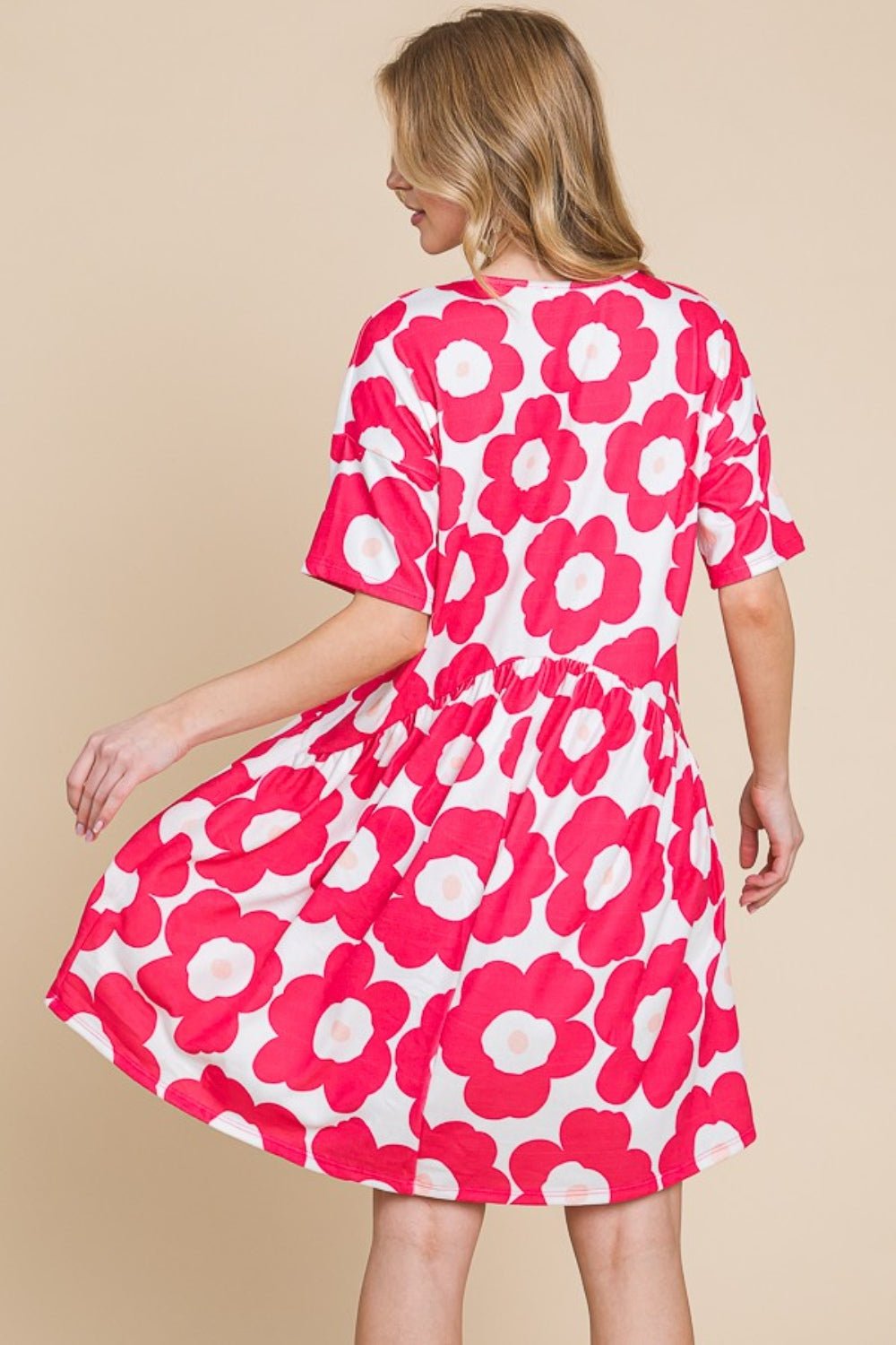 BOMBOM Flower Print Ruched Dress - Runway Regalia