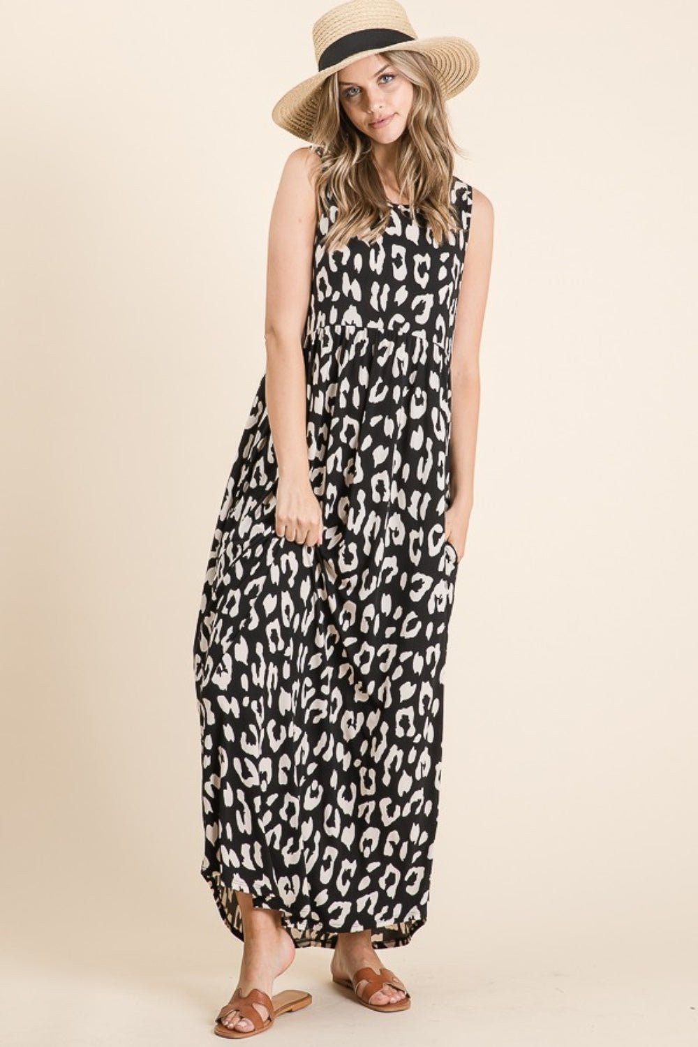 BOMBOM Leopard Maxi Dress with Pockets - Runway Regalia