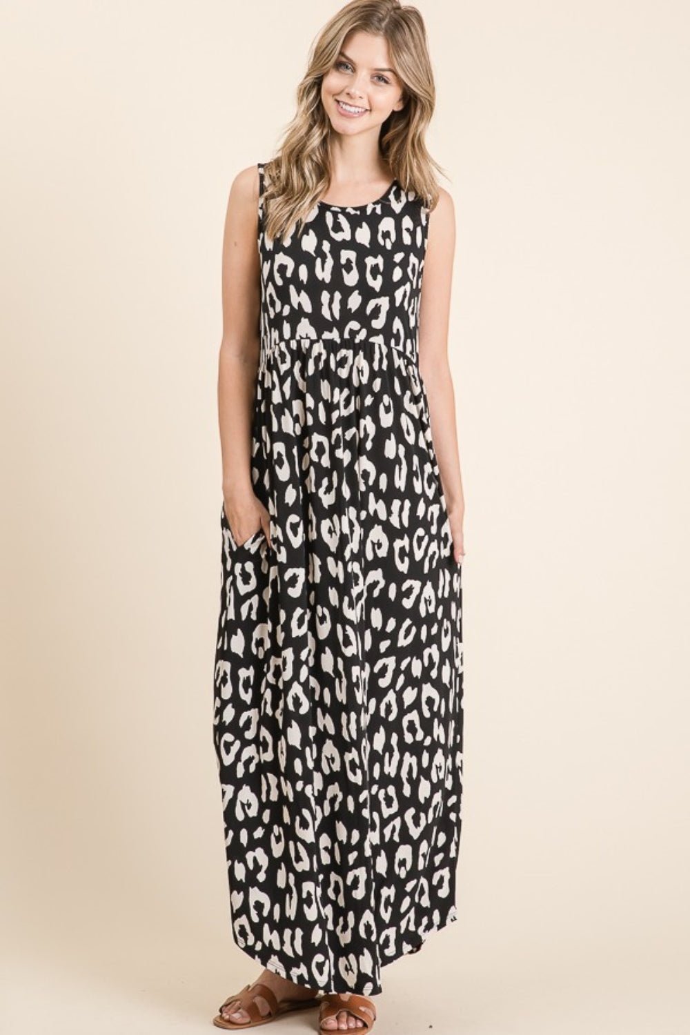 BOMBOM Leopard Maxi Dress with Pockets - Runway Regalia