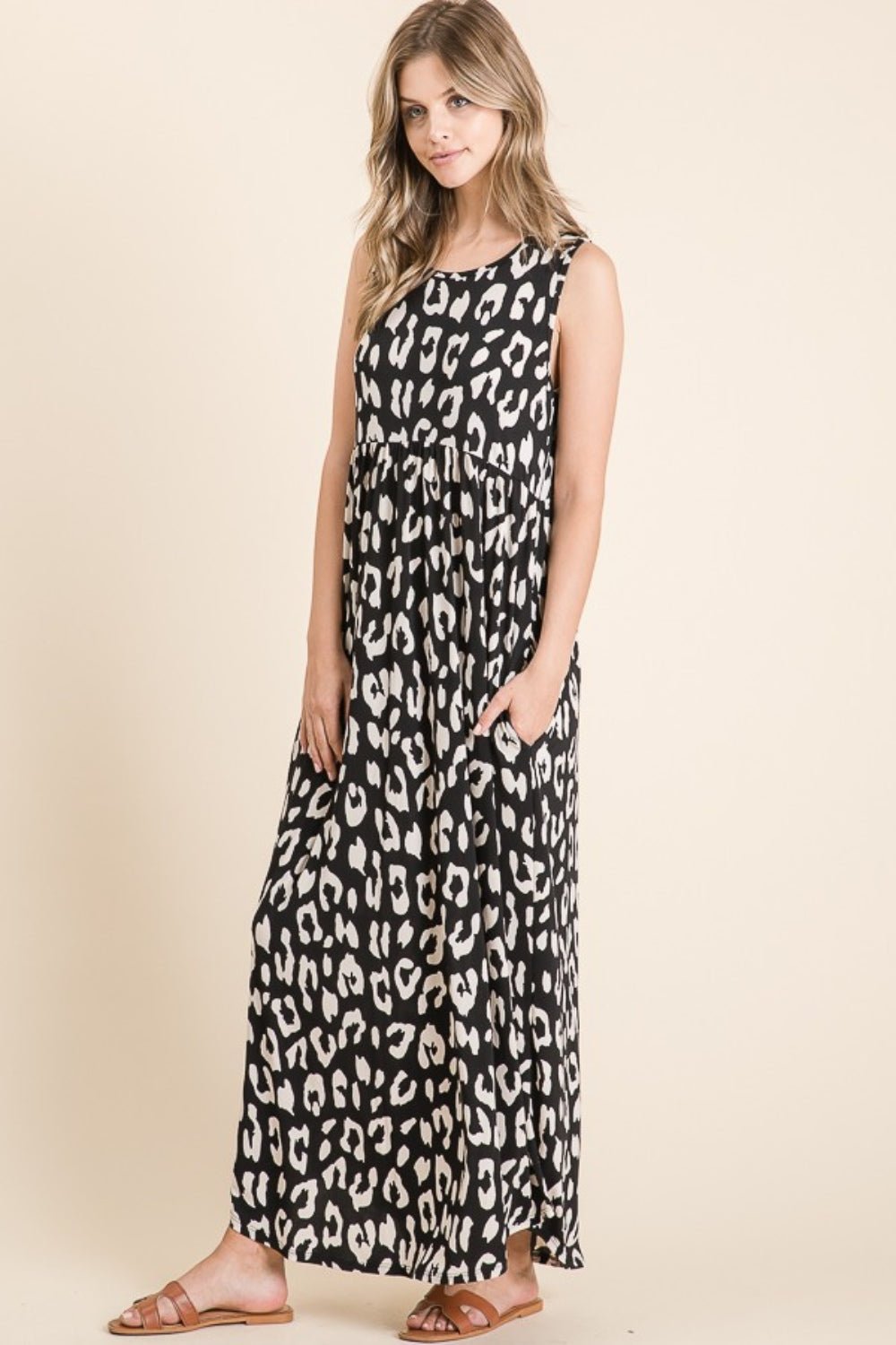 BOMBOM Leopard Maxi Dress with Pockets - Runway Regalia