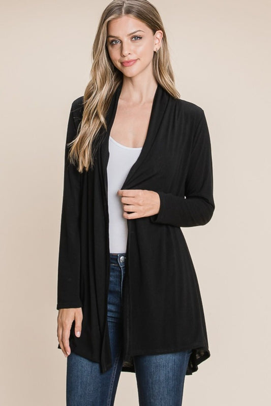 BOMBOM Open Front Long Sleeve Cardigan - Runway Regalia