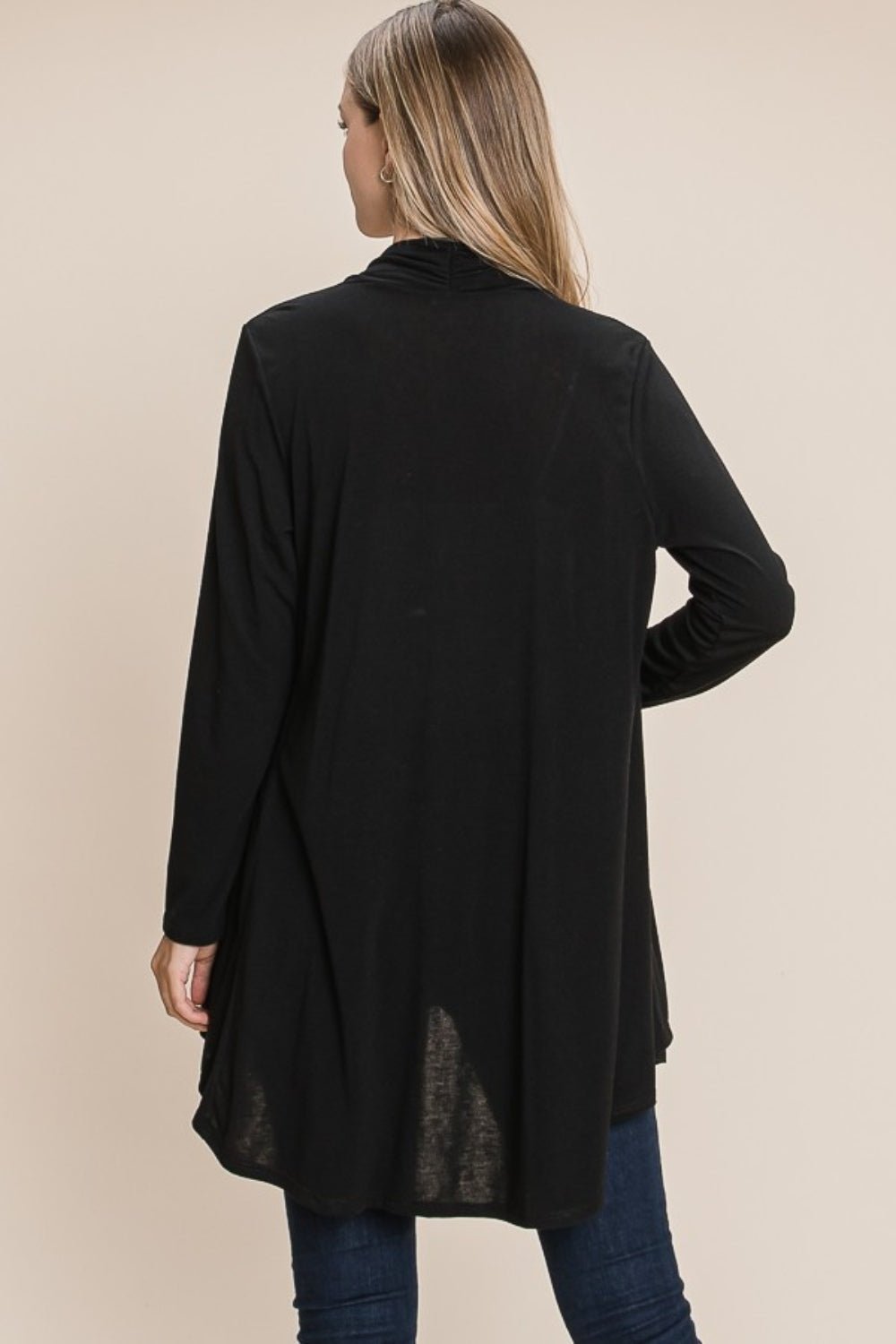 BOMBOM Open Front Long Sleeve Cardigan - Runway Regalia