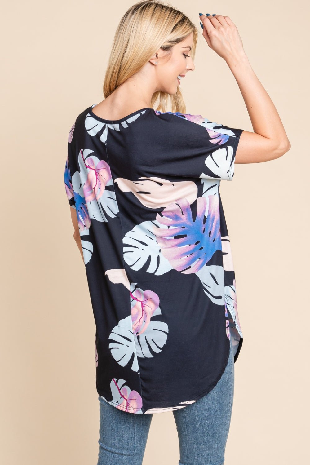 BOMBOM Printed Round Neck Short Sleeve T-Shirt - Runway Regalia