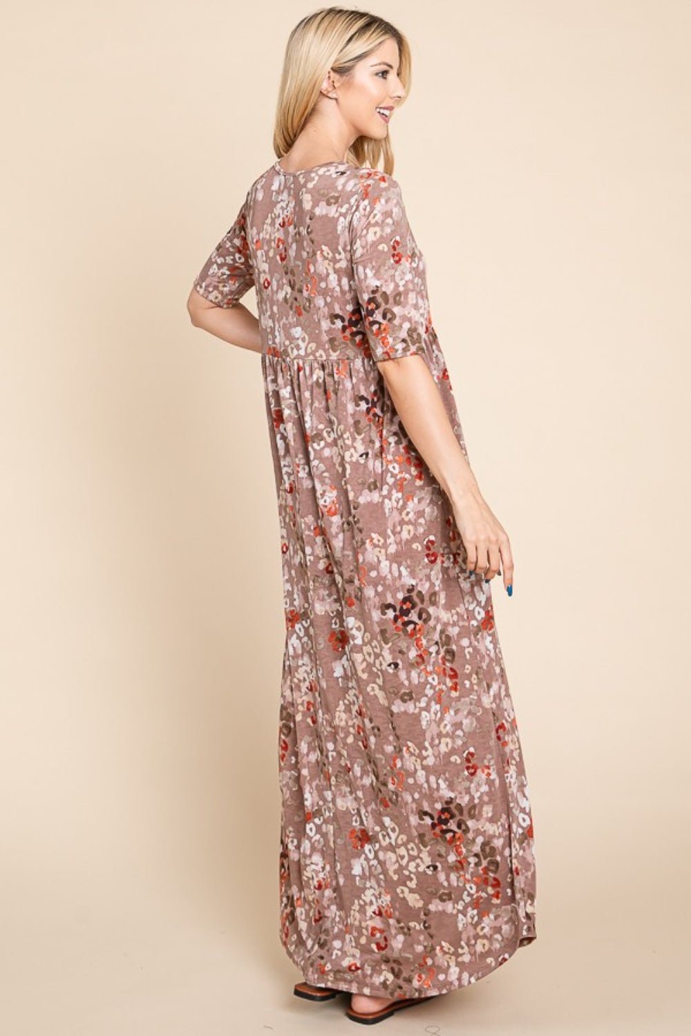 BOMBOM Printed Shirred Maxi Dress - Runway Regalia