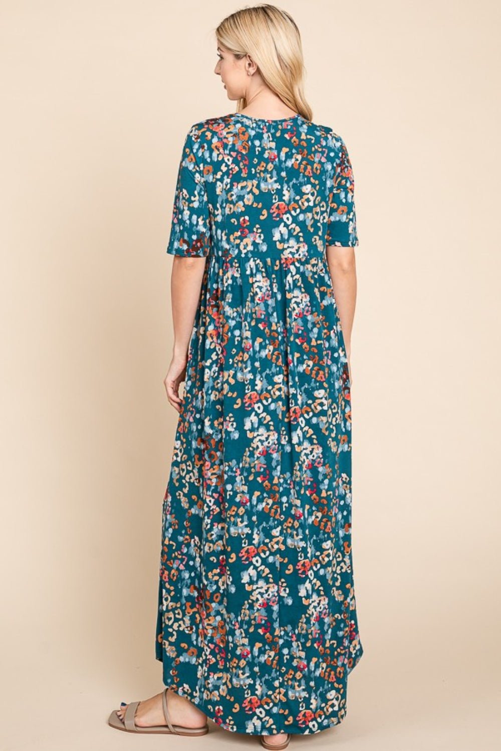 BOMBOM Printed Shirred Maxi Dress - Runway Regalia