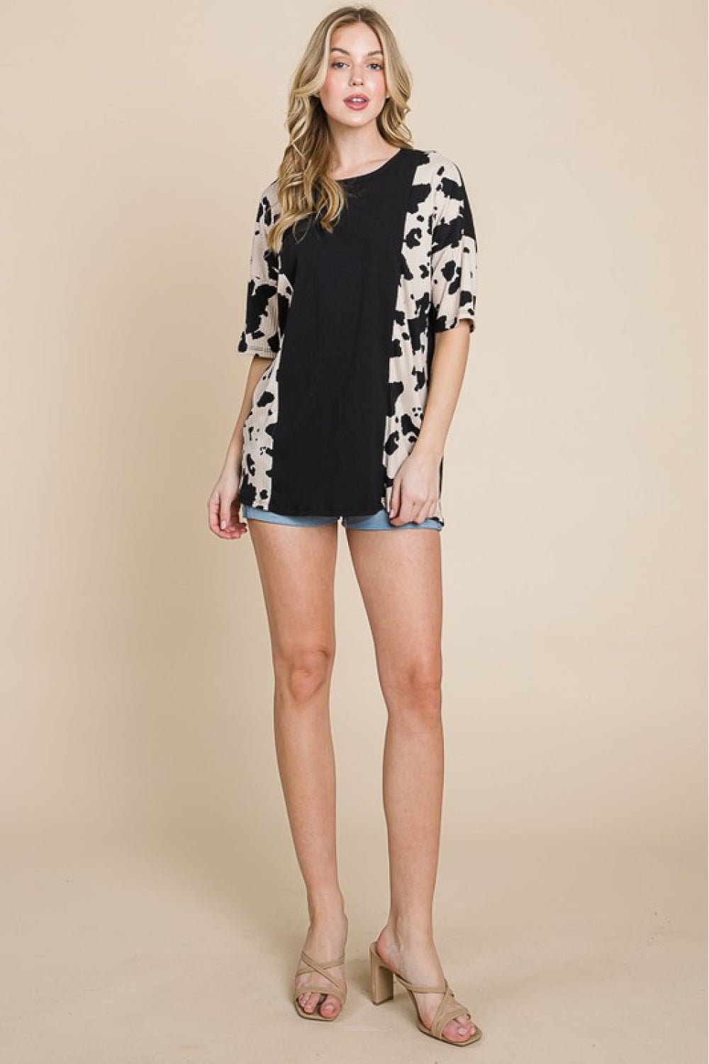 BOMBOM Rodeo Love Ribbed Animal Contrast Tee - Runway Regalia