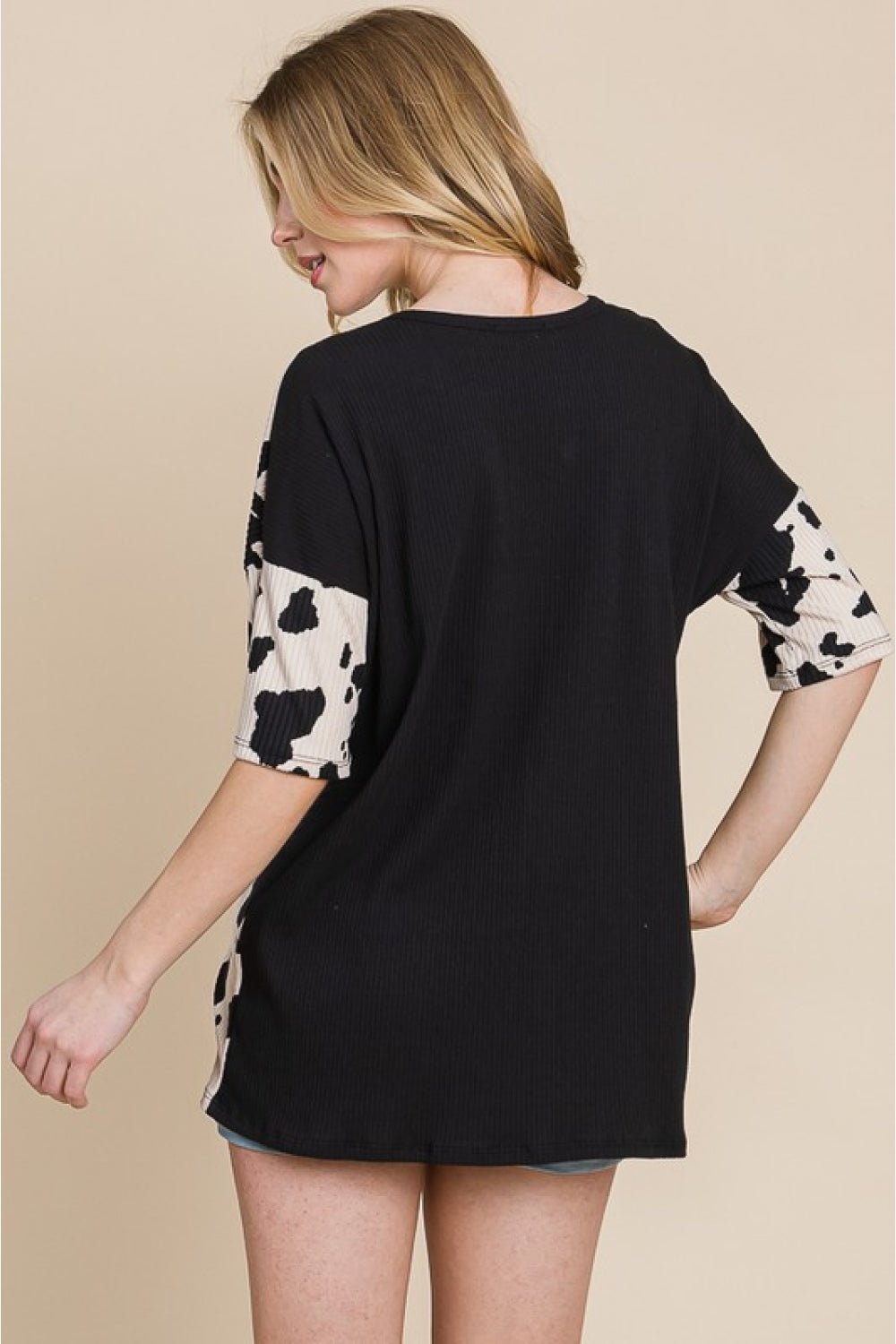 BOMBOM Rodeo Love Ribbed Animal Contrast Tee - Runway Regalia