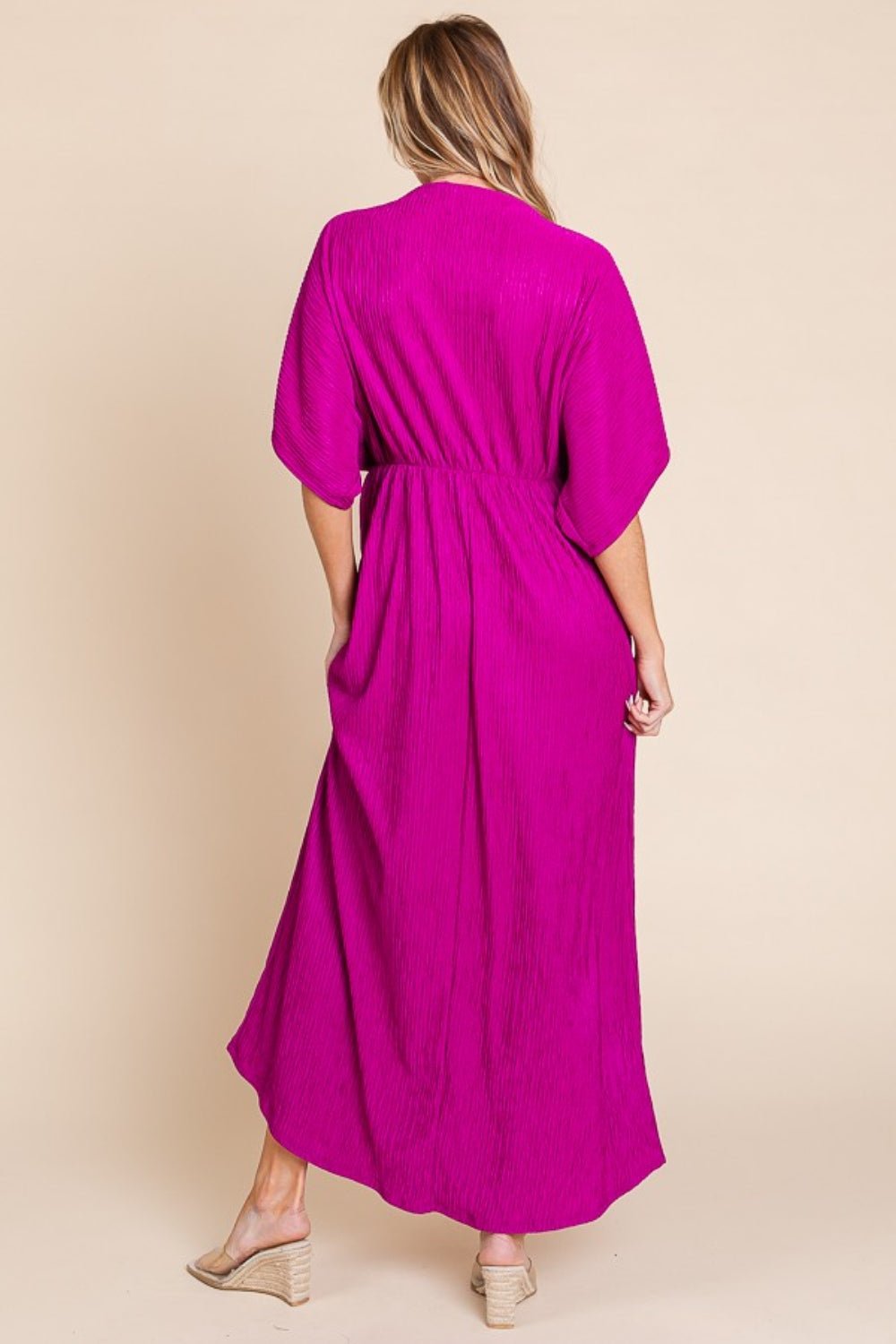 BOMBOM Surplice Maxi Dress with Pockets - Runway Regalia