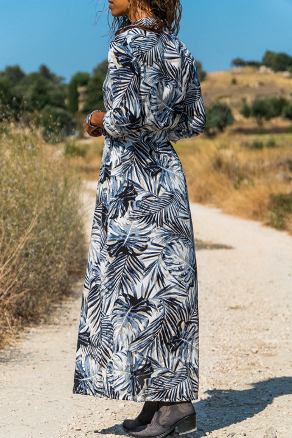 Botanical Print Maxi Shirt Dress - Runway Regalia