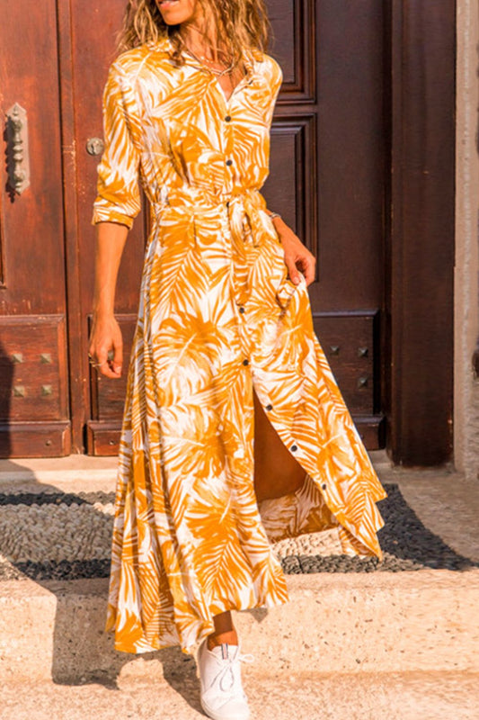 Botanical Print Maxi Shirt Dress - Runway Regalia