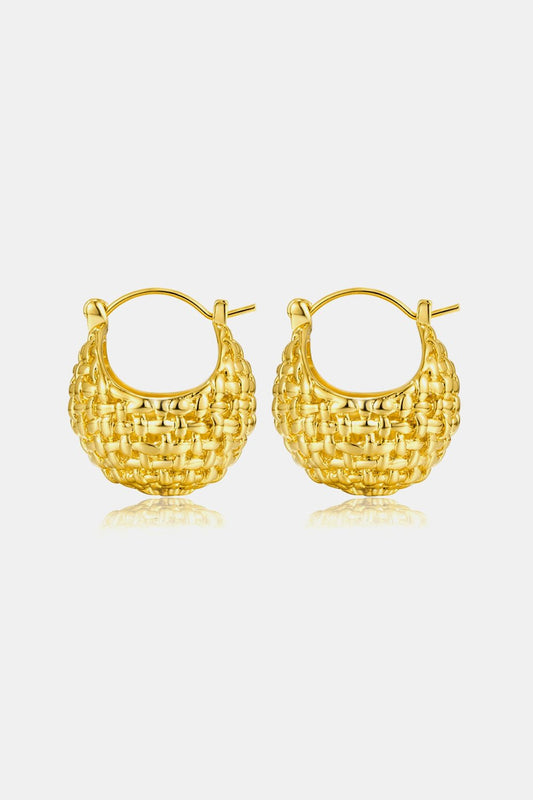 Braided Basket Metal Hoop Earrings - Runway Regalia