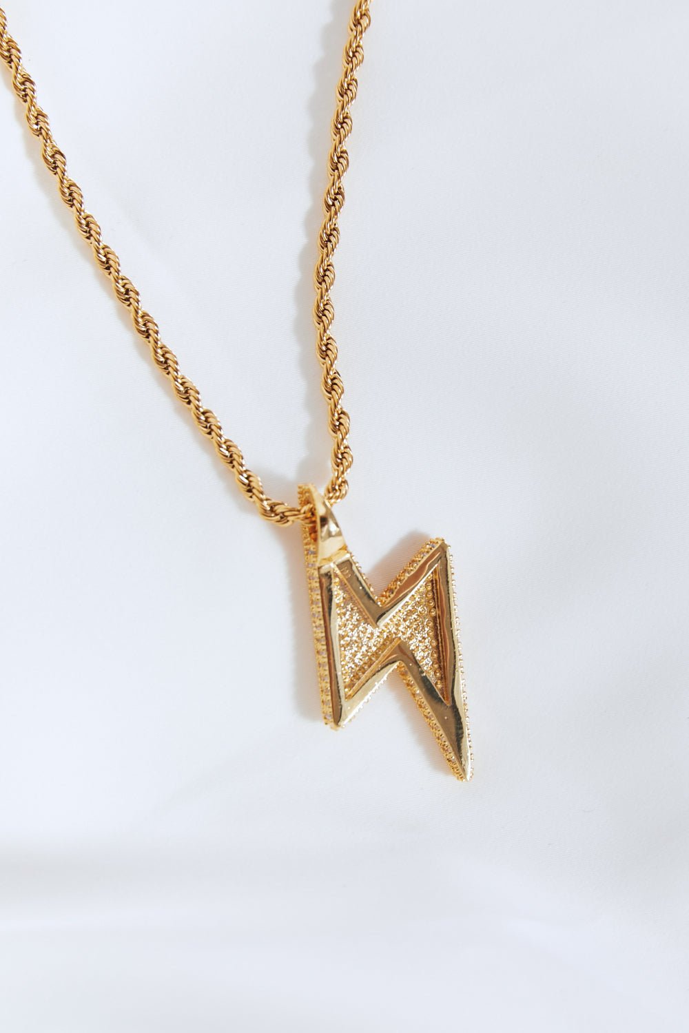 Brass Lightning Pendant Necklace - Runway Regalia