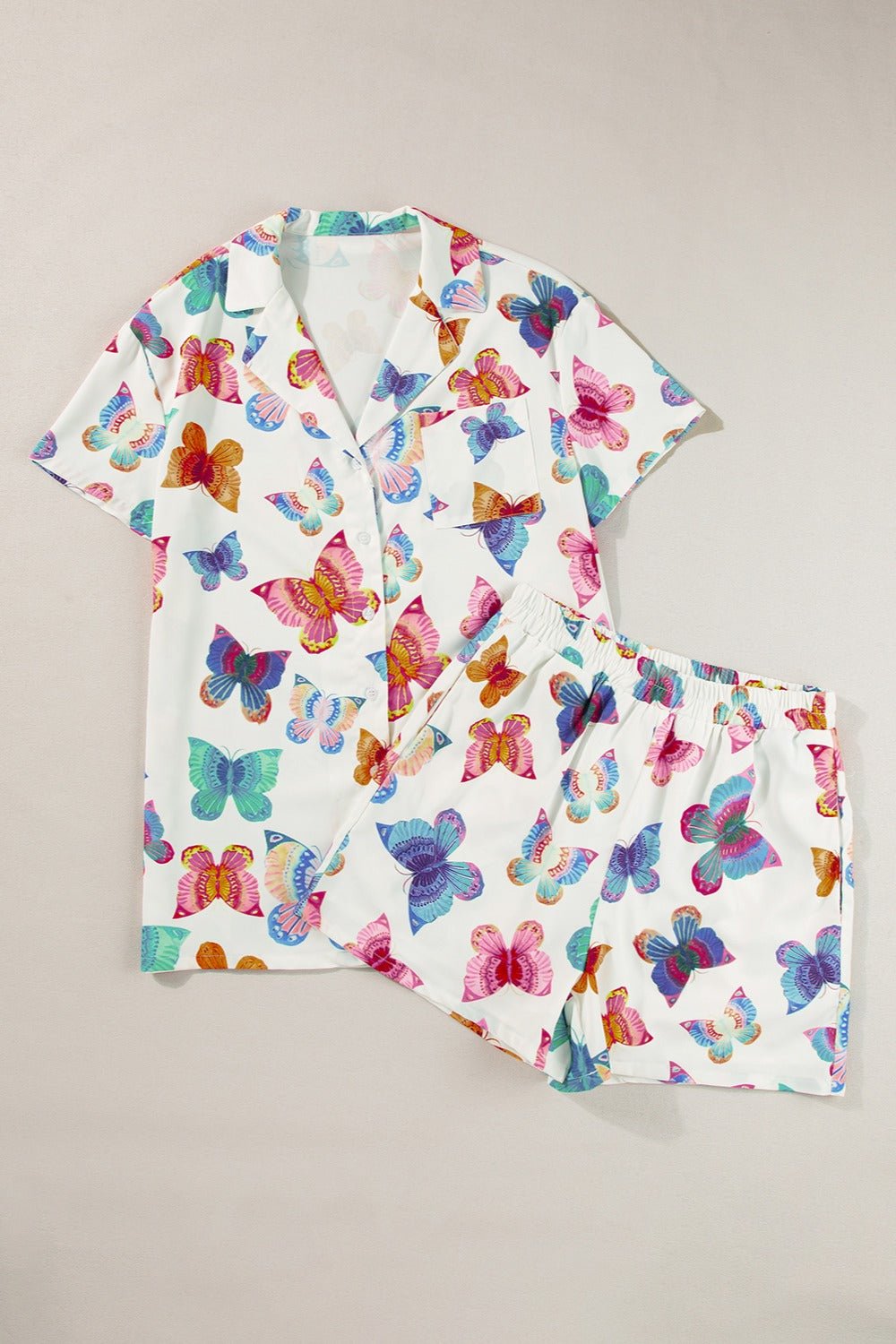 Butterfly Half Sleeve Top and Shorts Set - Runway Regalia