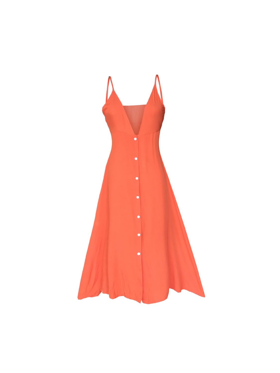 Buttoned Plunge Midi Cami Dress - Runway Regalia