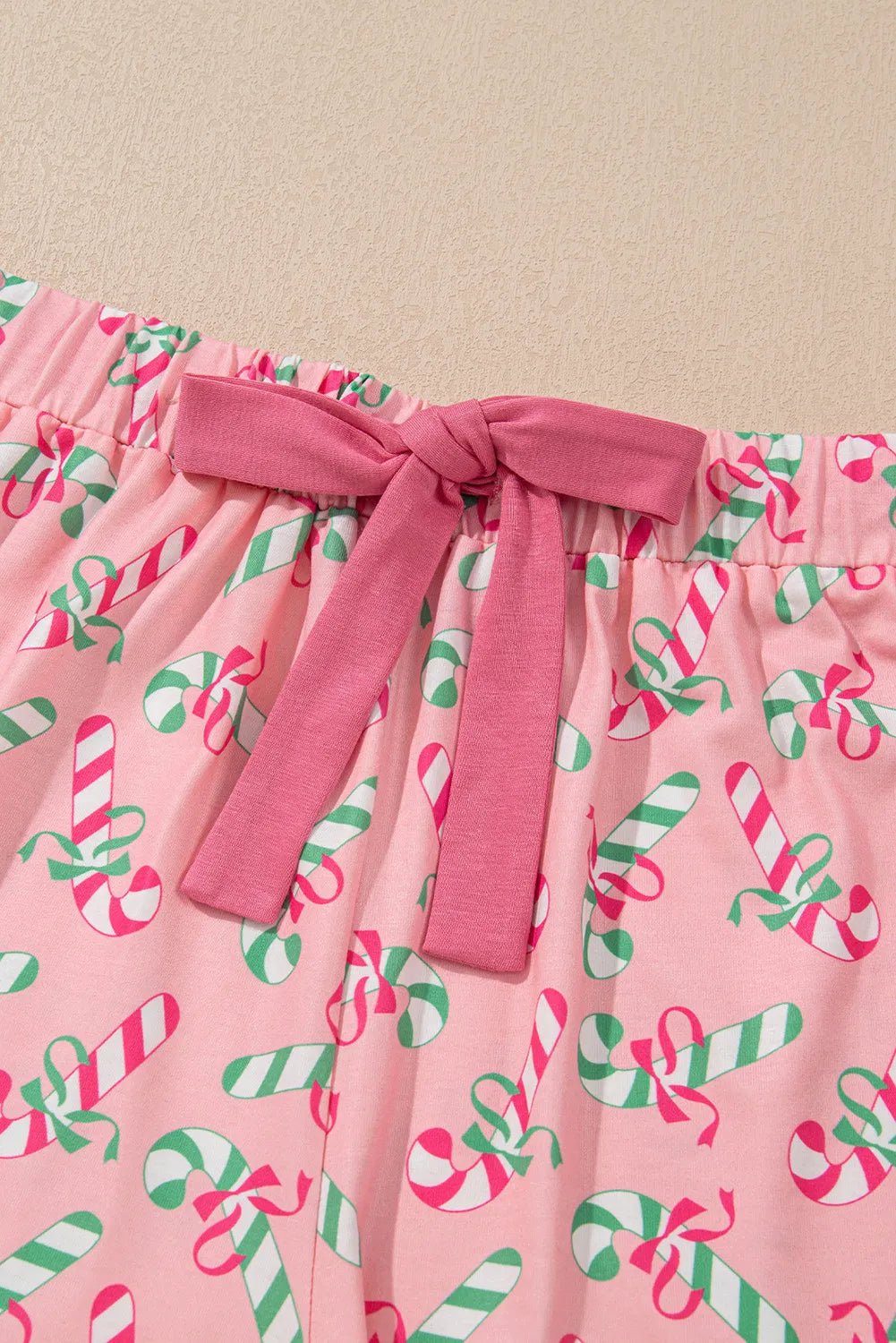 Candy Cane Collared Neck Top and Shorts Lounge Set - Runway Regalia