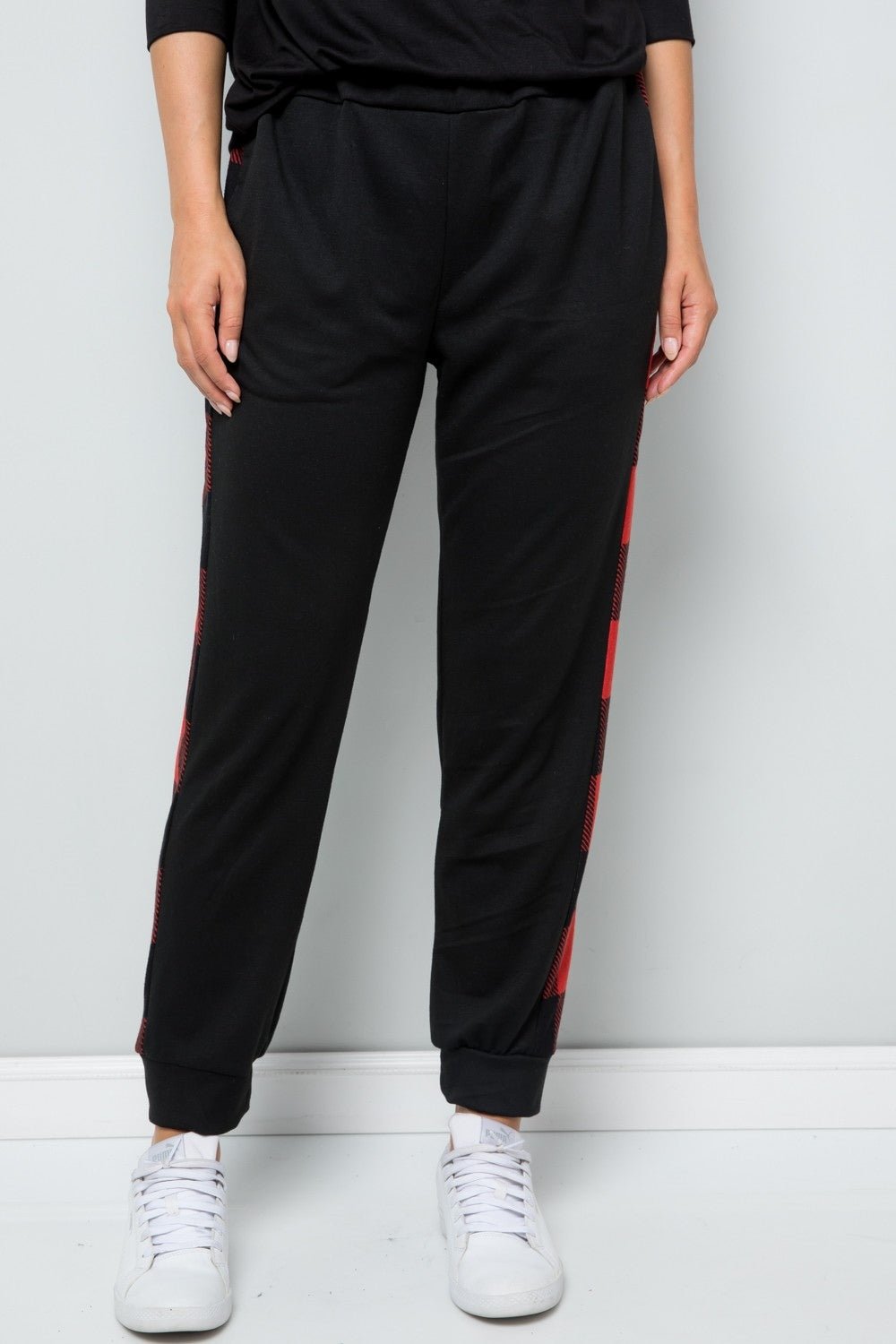 Celeste Design Full Size Plaid Side Print Sweatpants - Runway Regalia