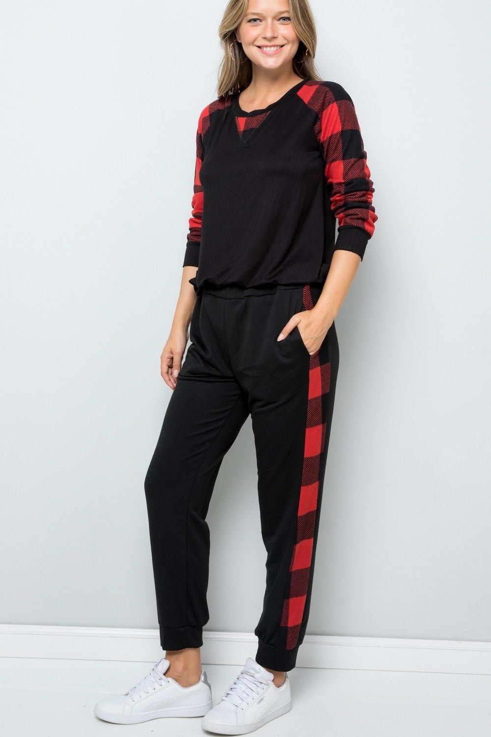 Celeste Design Full Size Plaid Side Print Sweatpants - Runway Regalia