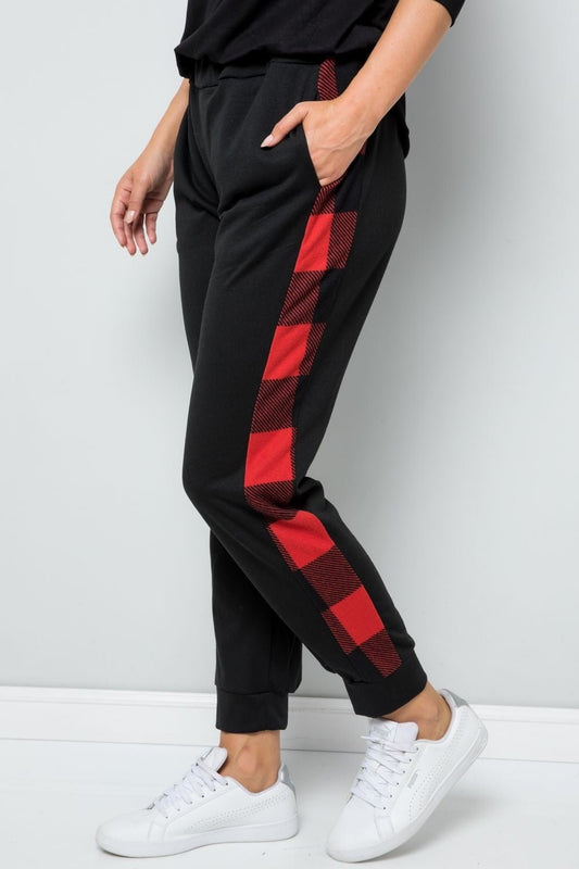 Celeste Design Full Size Plaid Side Print Sweatpants - Runway Regalia