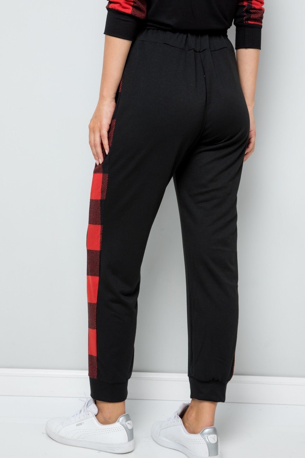 Celeste Design Full Size Plaid Side Print Sweatpants - Runway Regalia