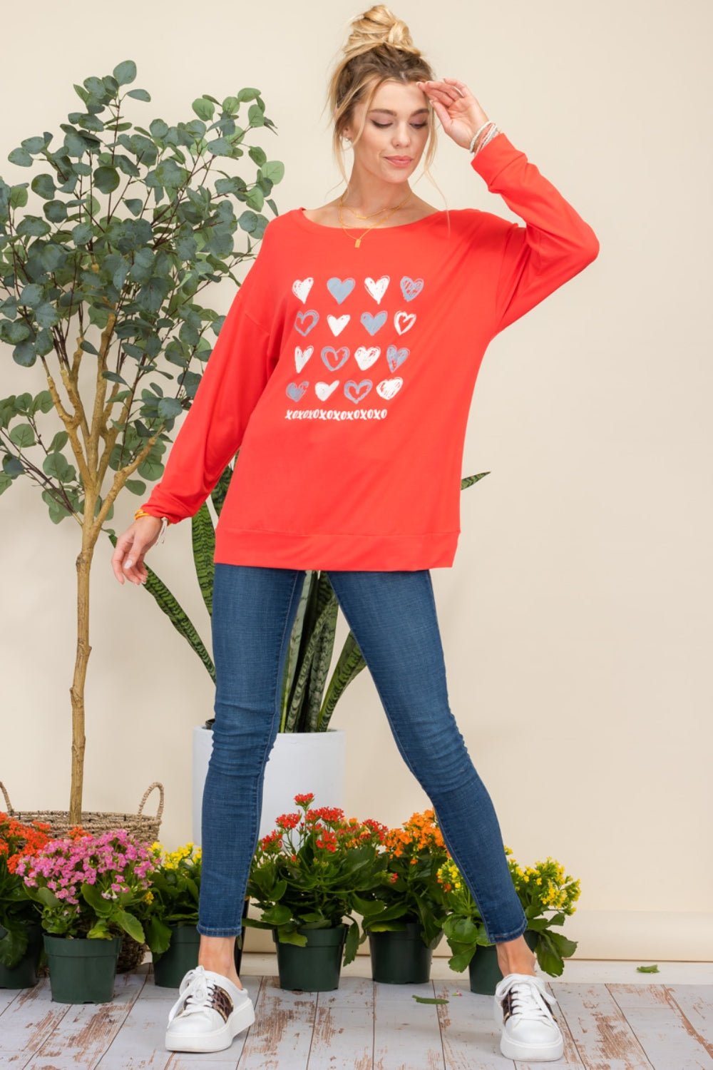 Celeste Full Size Heart Graphic Long Sleeve T-Shirt - Runway Regalia