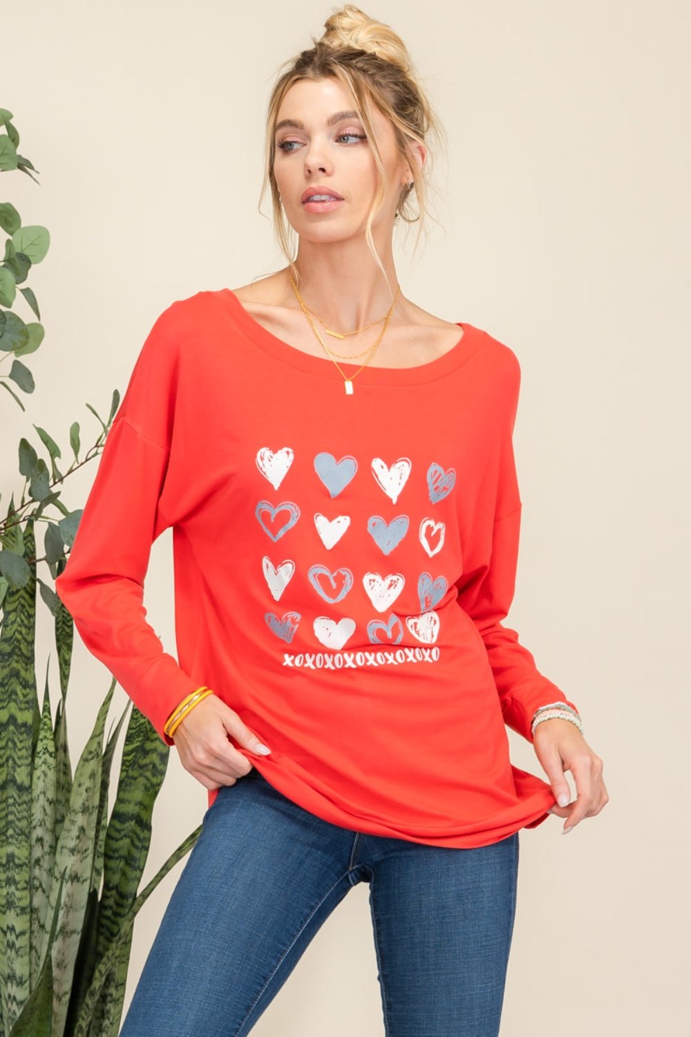 Celeste Full Size Heart Graphic Long Sleeve T-Shirt - Runway Regalia