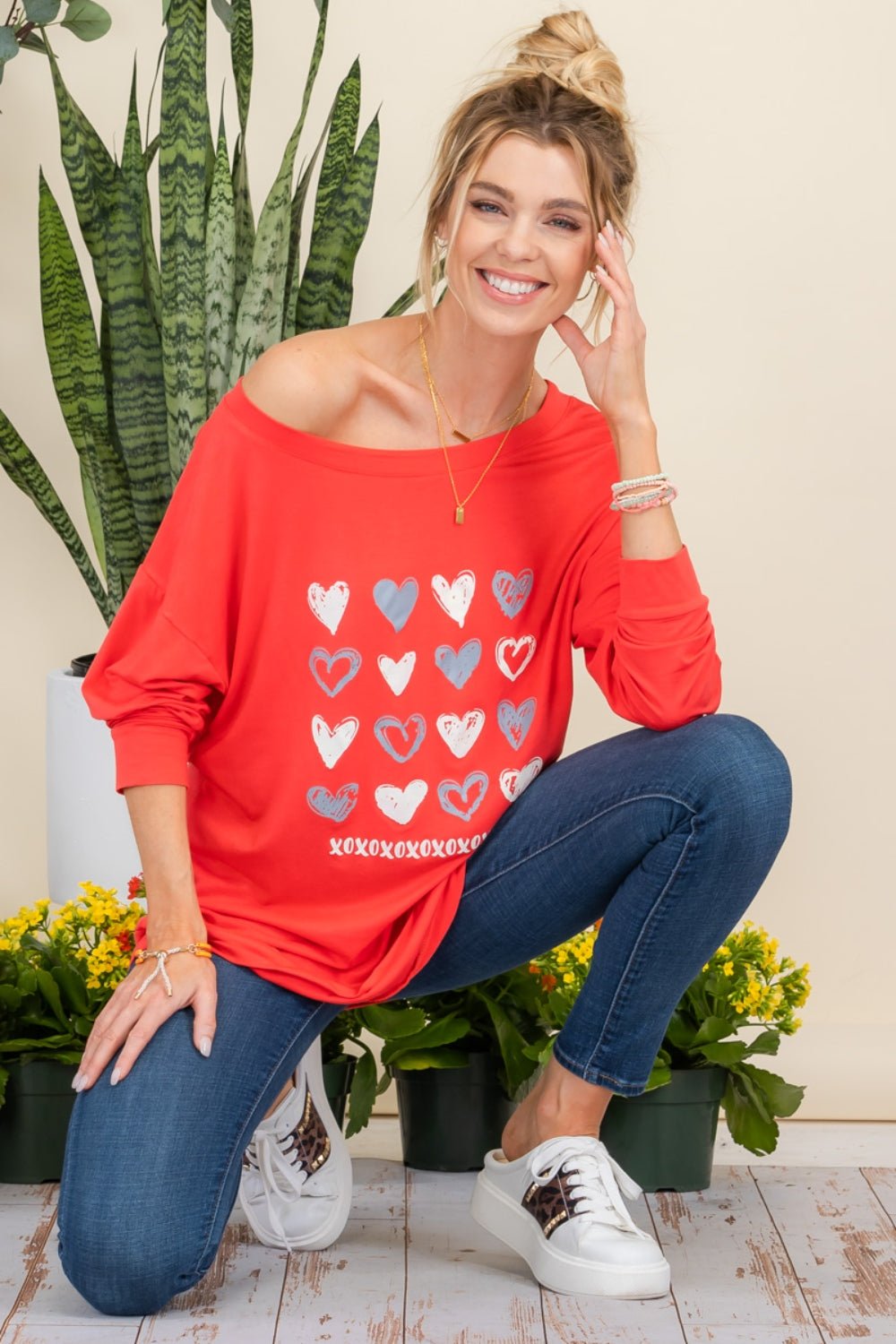 Celeste Full Size Heart Graphic Long Sleeve T-Shirt - Runway Regalia