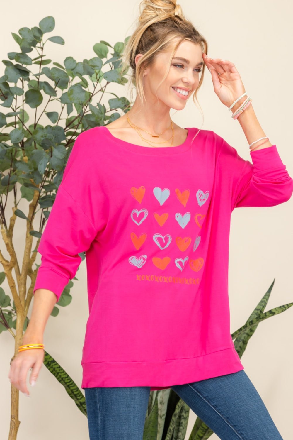 Celeste Full Size Heart Graphic Long Sleeve T-Shirt - Runway Regalia