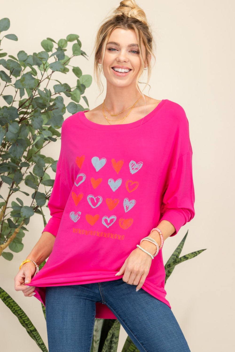 Celeste Full Size Heart Graphic Long Sleeve T-Shirt - Runway Regalia