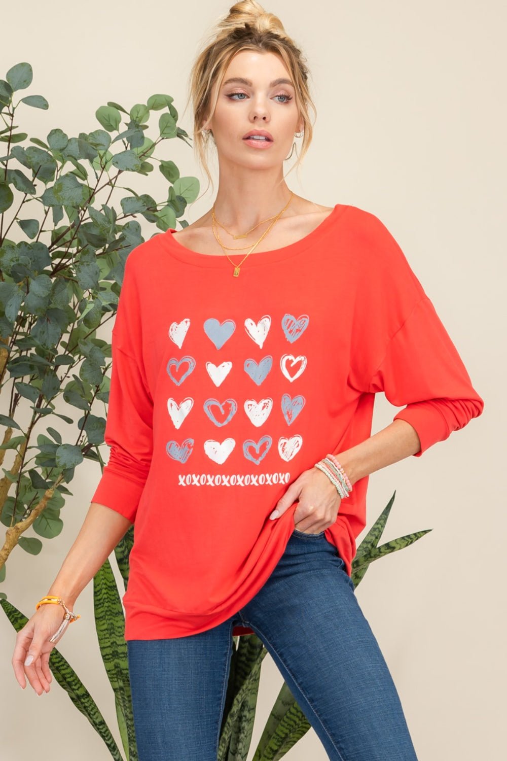 Celeste Full Size Heart Graphic Long Sleeve T-Shirt - Runway Regalia