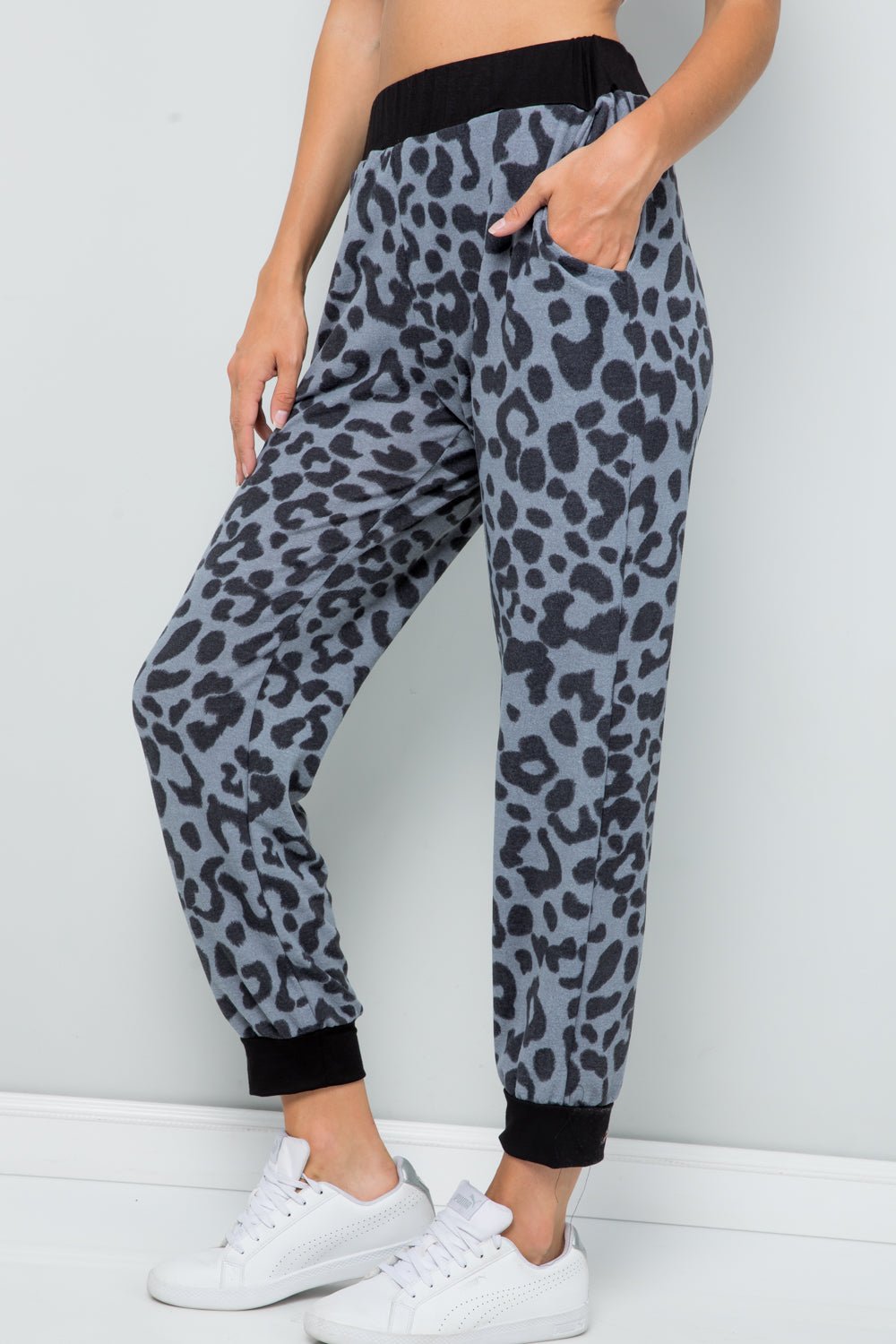 Celeste Full Size Leopard Contrast Sweatpants - Runway Regalia