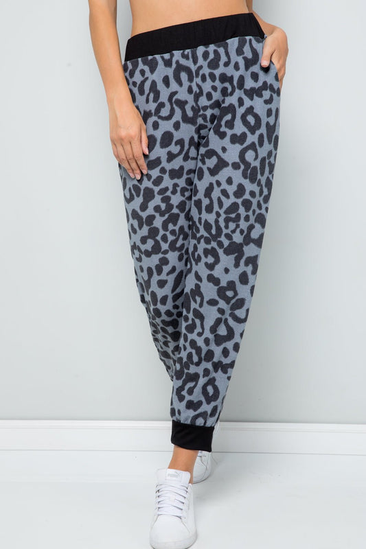 Celeste Full Size Leopard Contrast Sweatpants - Runway Regalia