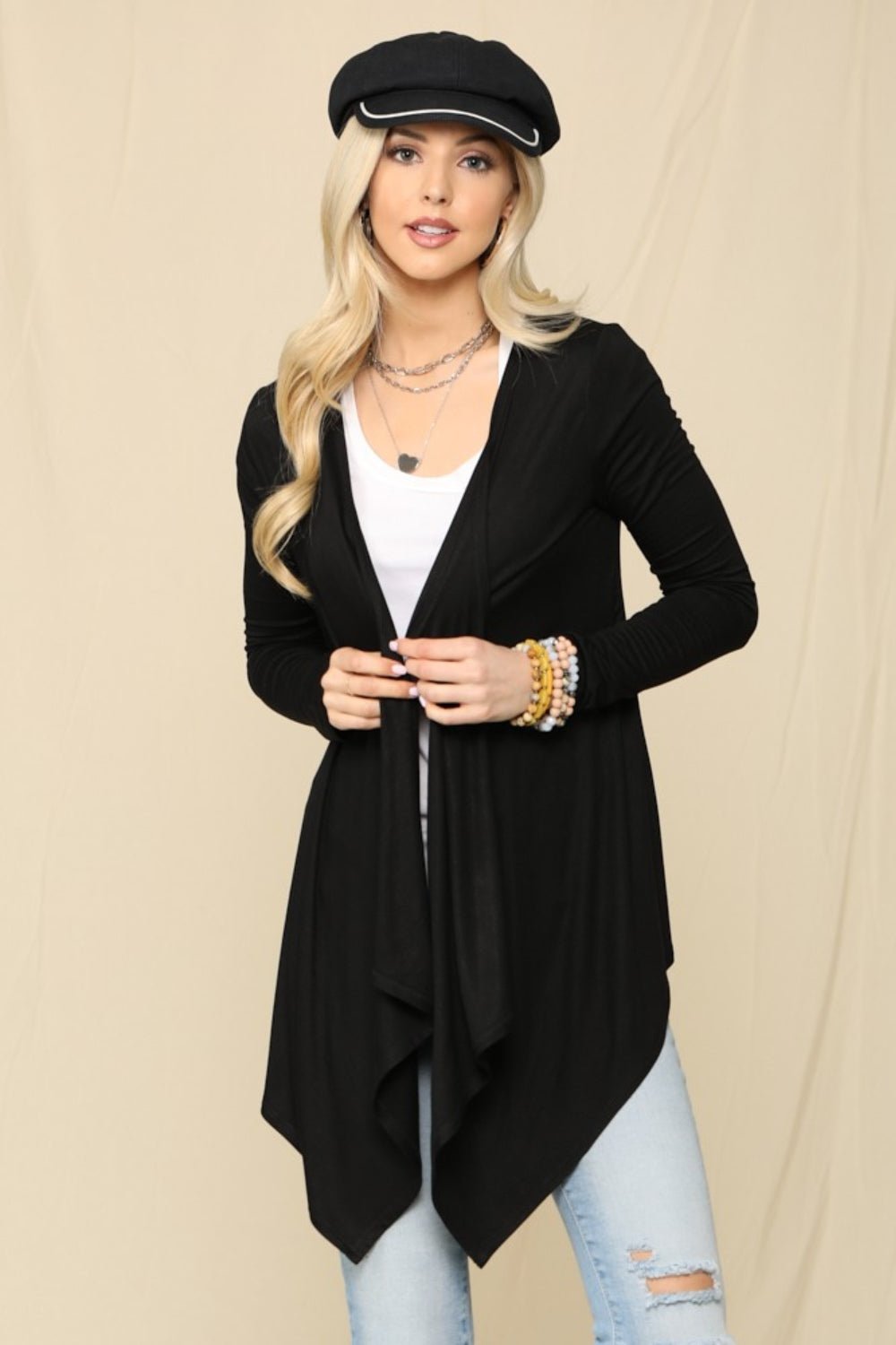 Celeste Full Size Open Front Knit Cardigan - Runway Regalia