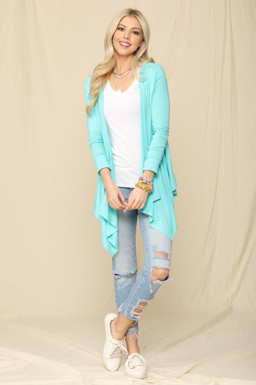 Celeste Full Size Open Front Knit Cardigan - Runway Regalia