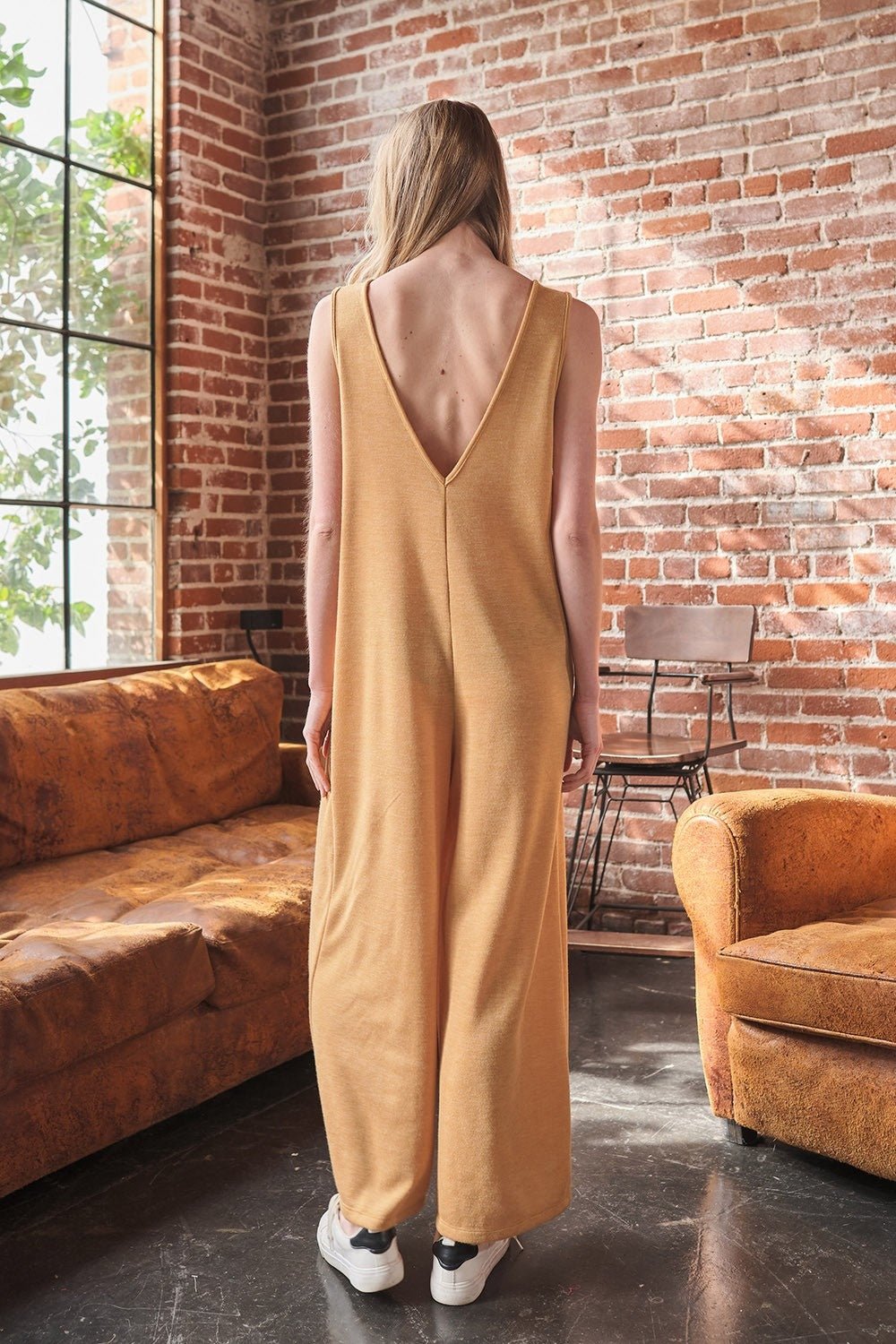 Ces Femme V - Neck Sleeveless Wide Leg Jumpsuit - Runway Regalia