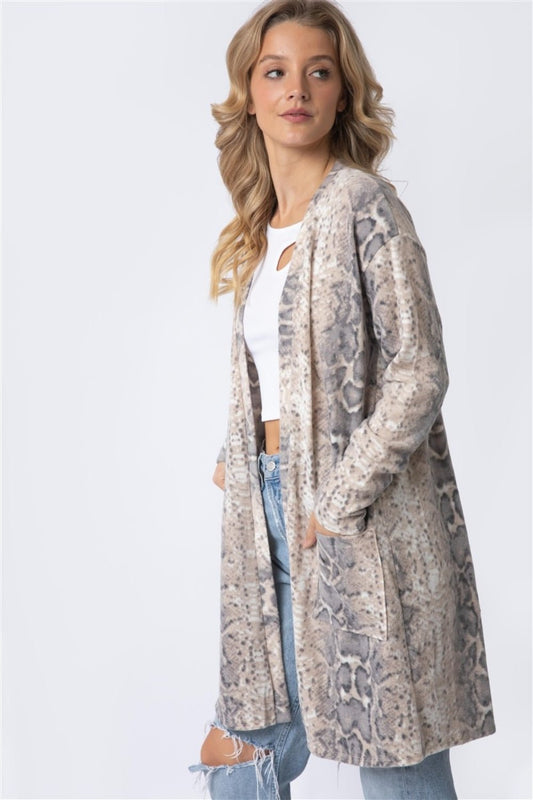 Cherish Apparel Animal Print Flannel Open Front Longline Cardigan - Runway Regalia