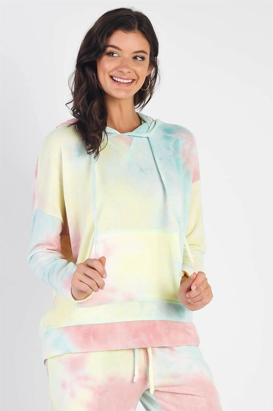 Cherish Apparel Drawstring Tie - Dye Dropped Shoulder Hoodie - Runway Regalia