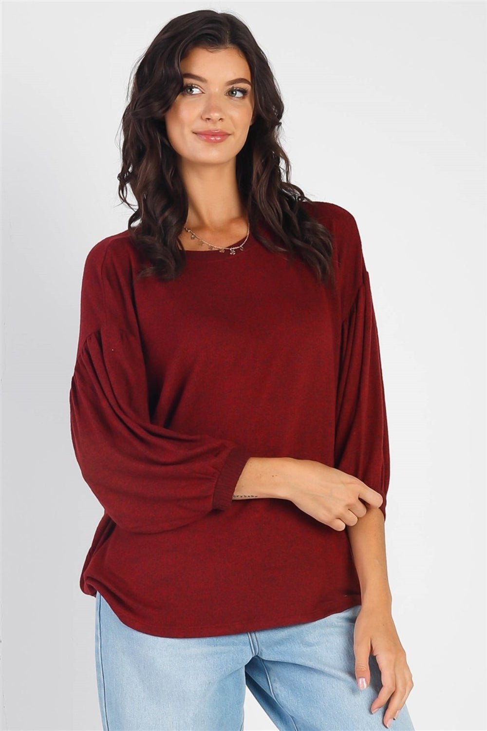 Cherish Apparel Drop Shoulder Puff Sleeve Top - Runway Regalia