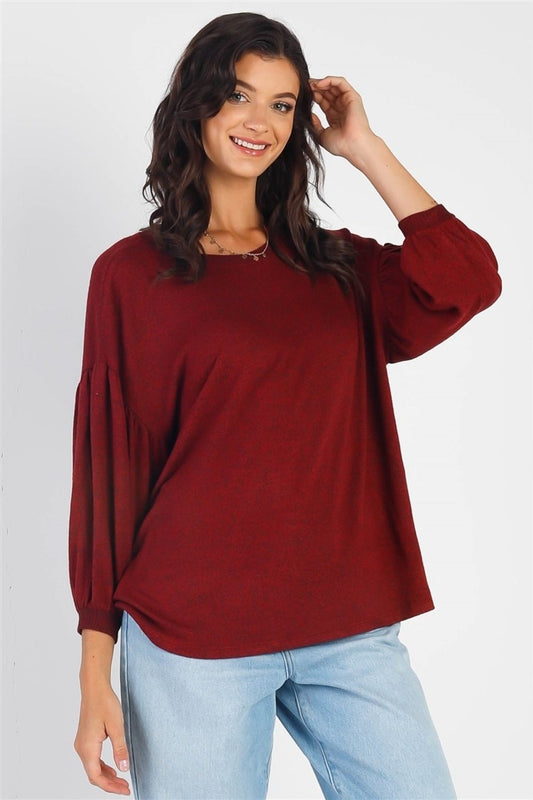 Cherish Apparel Drop Shoulder Puff Sleeve Top - Runway Regalia