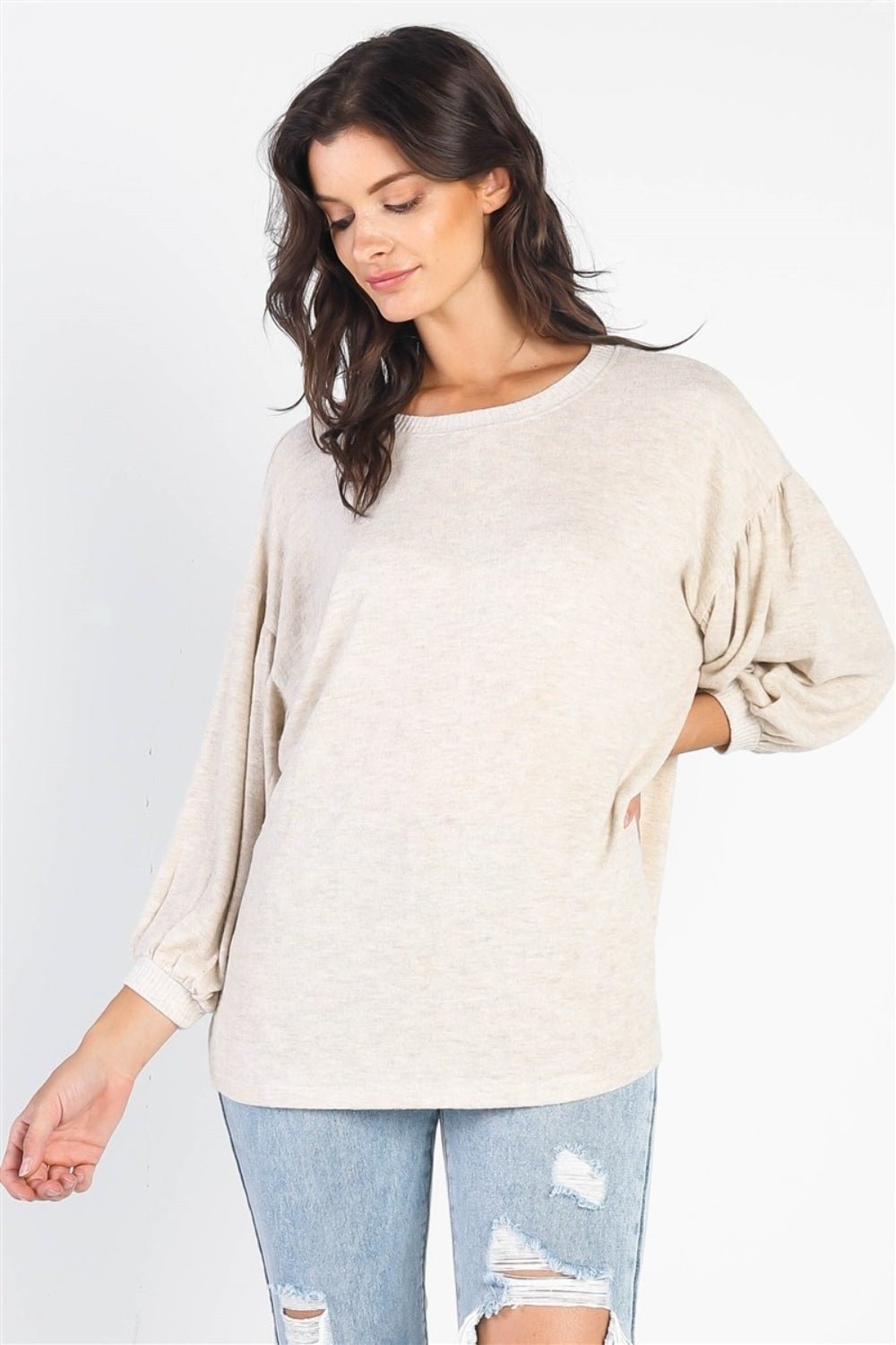 Cherish Apparel Drop Shoulder Puff Sleeve Top - Runway Regalia