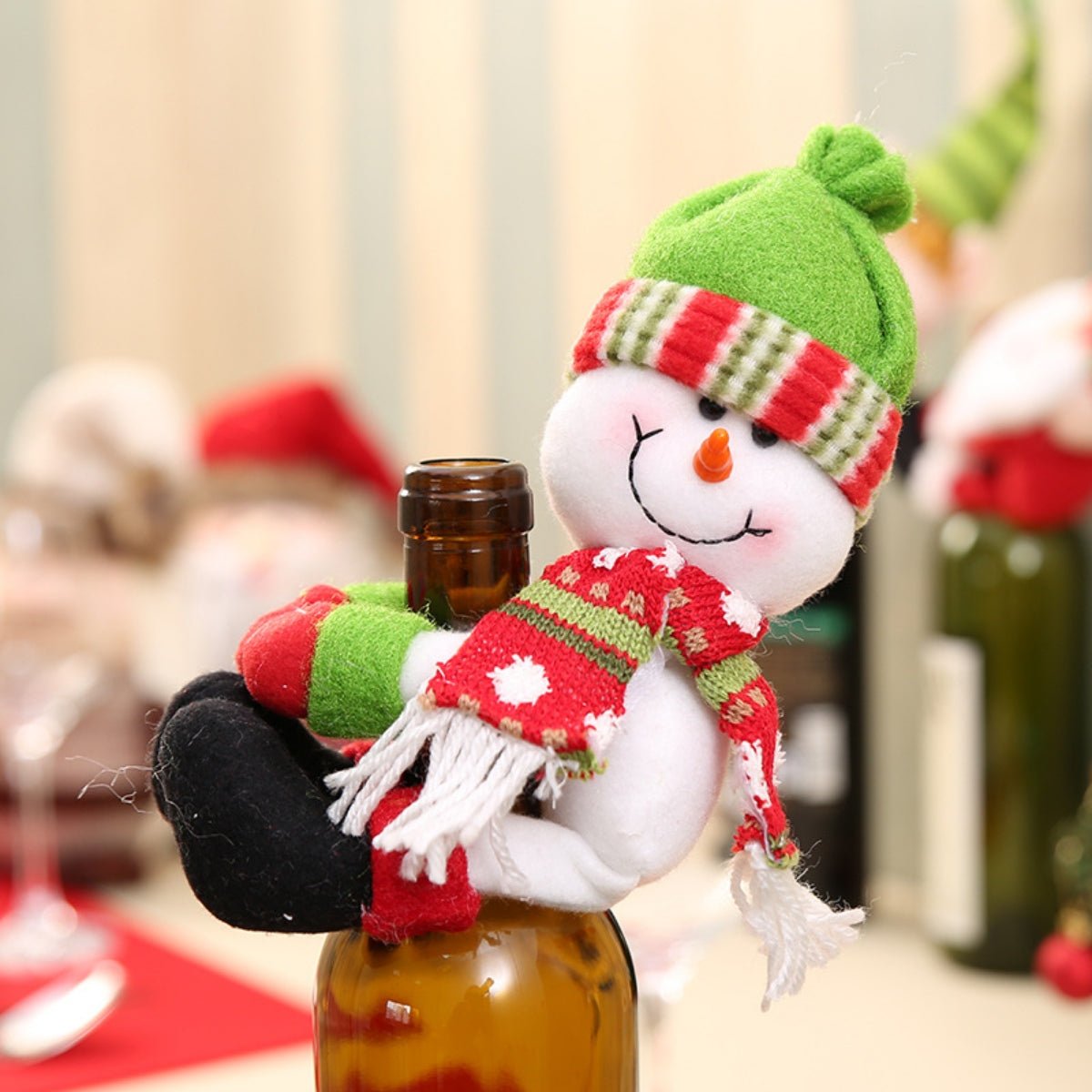 Christmas Doll Wine Bottle Decoration - Runway Regalia