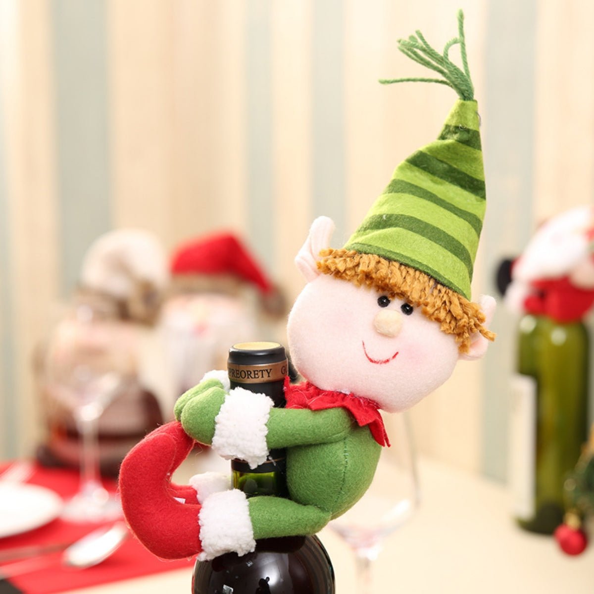 Christmas Doll Wine Bottle Decoration - Runway Regalia