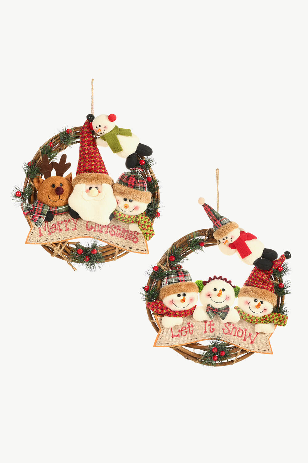 Christmas Element Rattan Wreath Ornaments - Runway Regalia