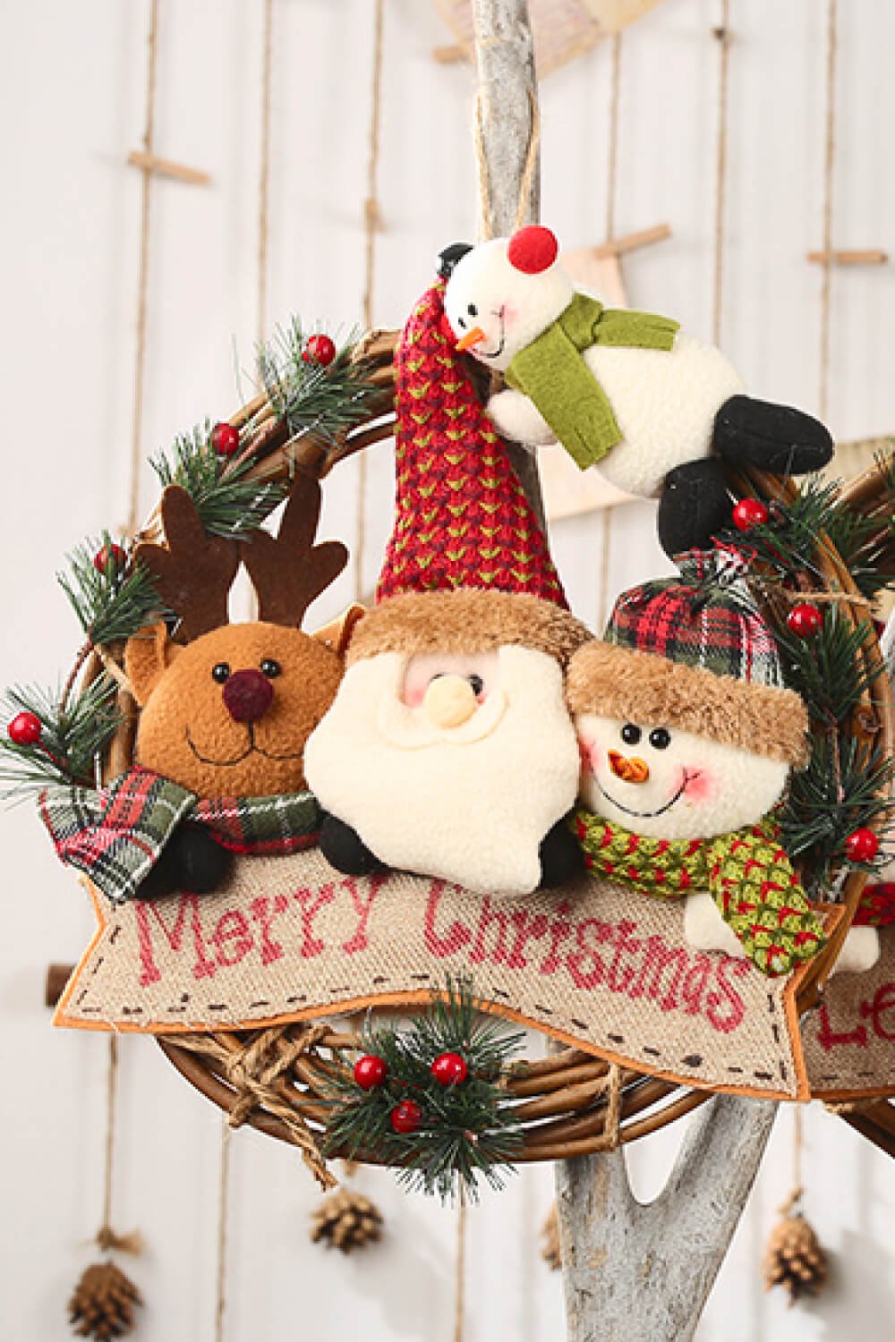 Christmas Element Rattan Wreath Ornaments - Runway Regalia